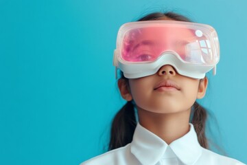 Aufkleber - Immersive EdTech Vision Teen Girl in Futuristic VR Glasses with Interactive Holograms - Next-Gen Science Learning and Virtual Classroom Innovation