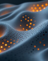 Leinwandbilder - Futuristic LED Illumination Intricate Etched Design on Wavy Surface for Innovative Retail Displays and Dynamic Branding in Technology Markets