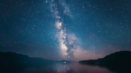 Wall Mural - incredibly beautiful milky way galaxy with countless stars illuminating the night sky during a seren