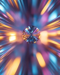 Aufkleber - Neon Futuristic Soccer Ball with Holographic Net - Dynamic Sports Tech Imagery for Cutting-edge Marketing and Virtual Reality Integration in Advanced Lighting Environments