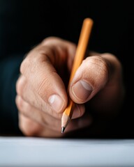 Leinwandbilder - Contemporary Writing Technique Focused Hand with Pencil on Paper - Creative Process Visualization for Educators and Content Creators, Emphasizing Textural Details and Learning Engagement