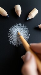 Aufkleber - Sustainable Classroom Aesthetics Wooden Chalk Pencils on Blackboard for Interactive Learning Content and Educational Engagement in Contemporary Teaching Environments