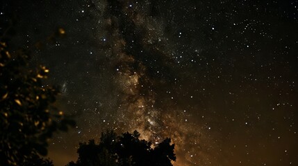 Wall Mural - incredibly beautiful milky way galaxy with countless stars illuminating the night sky during a seren