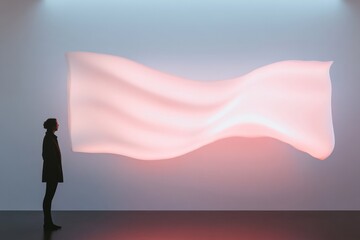 Poster - Contemporary Digital Artwork Display Glowing Abstract on Minimalist Wall - Enhancing Modern Gallery Spaces and Interactive Event Experiences