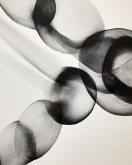 Aufkleber - Minimalist Abstract Art Monochrome Overlapping Circles on White Canvas for Contemporary Interior Design and Modern Artistic Expression in Digital Marketing Campaigns