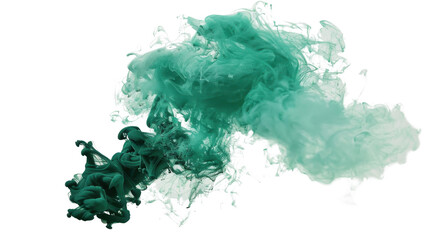 Wall Mural - Green ink mixing with white paint on transparent background