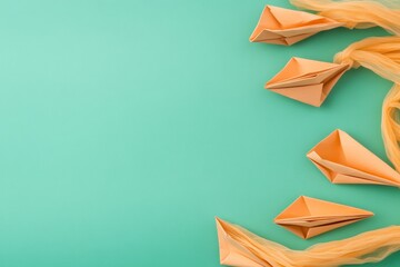 Fototapete - Contemporary Origami Planning Minimalist Paper Boats on Mint Canvas with Fabric Waves - Strategic Business Visualization and Innovative Problem-Solving Tools