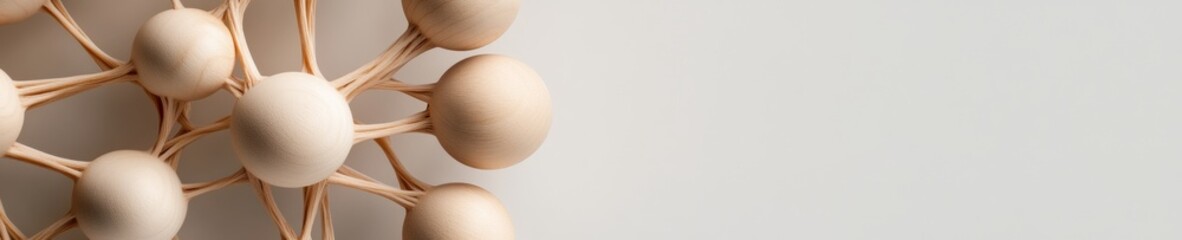 Fototapete - Contemporary Tech Visual Wood Textured Blockchain Network Nodes on Minimalist Canvas - Business Innovation and Digital Transformation in Modern Industry Visualization