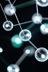 Aufkleber - Futuristic Tech Network Glass Orbs with Luminous Nodes and Radiant Wires - Cutting-edge Data Visualization for Digital Marketing and Communication Innovation