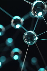 Aufkleber - Cutting-Edge Digital Network Glass Orbs with Luminous Nodes and Neon Hues - High-Tech Visualization for Data Analysis and Communication Strategy in Business Tech