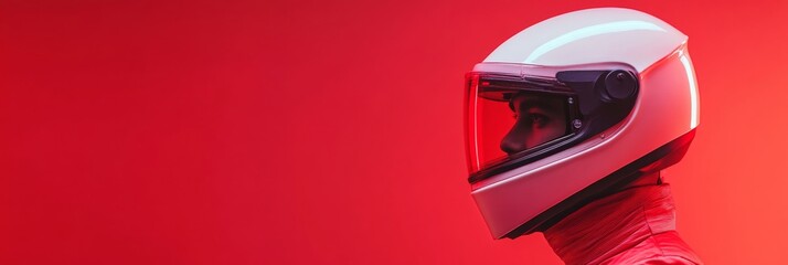 Aufkleber - Futuristic Racer Aesthetic Red Racing VR Suit Helmet in Glossy Finish - Dynamic eSports Content and Innovative Gaming Experience Design