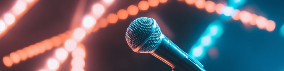 Poster - AI-Powered Conference Setup Dynamic LED Lighting with Professional Microphones Corporate Events and Cutting-Edge Media Presentations for Modern Business Impact and Engagement