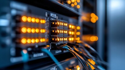 Poster - High-Tech Data Center Design LED-Lit Server Racks with Advanced Cable Management - Innovative IT Infrastructure for Enhanced Digital Operations in Modern Enterprises