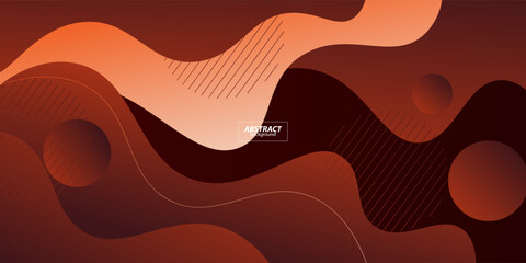 Wall Mural - Abstract brown background with simple shapes and wavy lines. Popular and modern with 3d shadow concept. Vector eps10