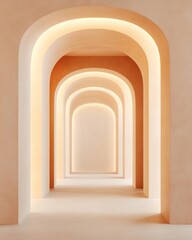Aufkleber - Minimalist Architectural Corridor with Soft Lighting Contemporary Design in Modern Business Spaces - Enhancing Workplace Atmosphere with Seamless Elegance