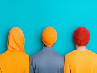 Poster - Vibrant Collaborative Space Diverse Professionals in Colorful Beanies and Textured Fabrics - Dynamic Business Content for Modern Teamwork and Innovative Workspace Solutions