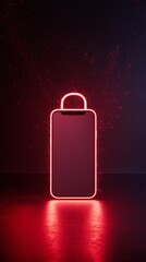 Leinwandbilder - Neon-Enhanced Smartphone Display on Reflective Surface Digital Innovation in Red Glow - Tech Content for Dynamic Marketing and Interactive Design