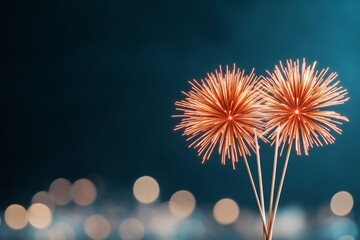 Poster - Vibrant Firework Display over Urban Skyline at Night - Dynamic Aesthetic for Event Promotions and Modern Cityscape Decor in Entertainment and Hospitality Industry
