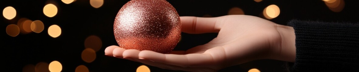 Aufkleber - Glittering Festive Sphere in Hand Modern Celebration Lighting with Bokeh - Luxe Event Marketing and Holiday Content Creation for Contemporary Visual Merchandising
