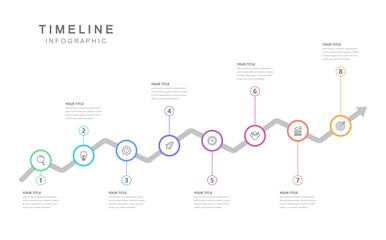 Wall Mural - business road map timeline infographic concept. with icons and 8 steps. corporate milestones graphic