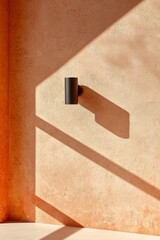 Poster - Warm Minimalist Industrial Design Concrete Wall with Modern Light Fixture for Innovative Workspace Security and Facility Management Aesthetics