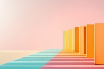 Aufkleber - Vibrant Gradient Display Ascending Orange Bars on Pastel Background Modern Business Success Visualization and Financial Growth Insights for Digital Marketing