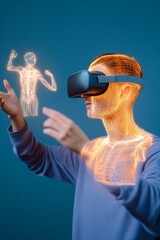 Poster - Immersive VR Collaboration Diverse Professionals in High-Tech Studio with Holographic Models - Enhancing Design Innovation and Startup Culture in Digital Industries