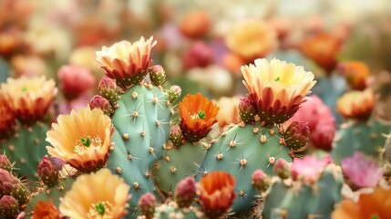 Close-up of vibrant flowering cactus with fine detail and sharp focus