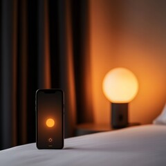 Aufkleber - Minimalist Smart Home Sleek Plug and Smartphone Control Interface with Ambient Lighting - Energy-Efficient IoT Solutions for Modern Residential Aesthetics