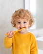 © Breezze - Bright Toddler Oral Care Vibrant Toothbrushing in Sunlit Bathroom - Springtime World Oral Health Day Focus on Childrens Dental Hygiene for Family Wellness Campaigns