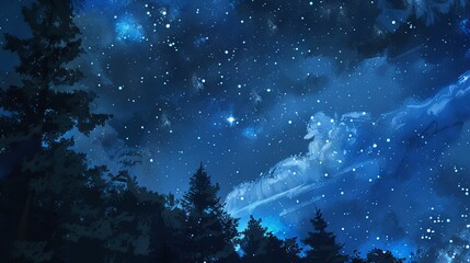 Wall Mural - enchanting night starry sky panorama showcasing the luminous milky way galaxy arcing across a vast c