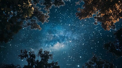 Canvas Print - enchanting night starry sky panorama showcasing the luminous milky way galaxy arcing across a vast c