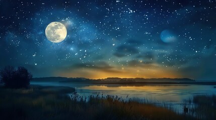Wall Mural - enchanting night starry sky panorama showcasing the luminous milky way galaxy arcing across a vast c