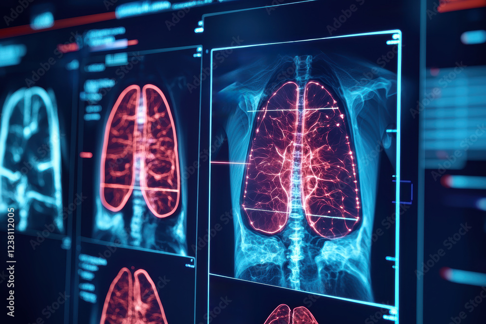 Artificial intelligence in medical detection. Close up of x ray image ...