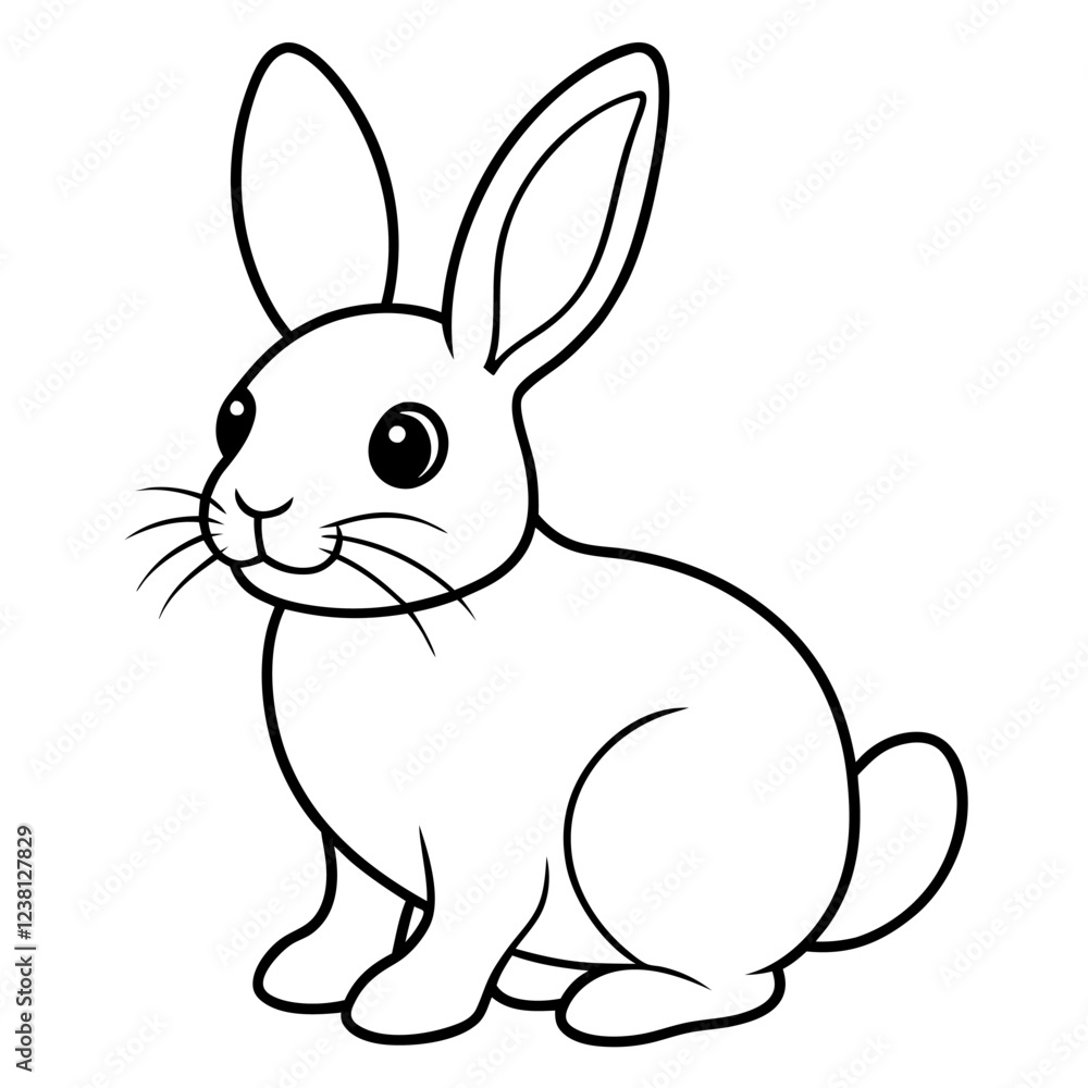 Vector of Coloring page outline of cartoon cute little rabbit on white ...