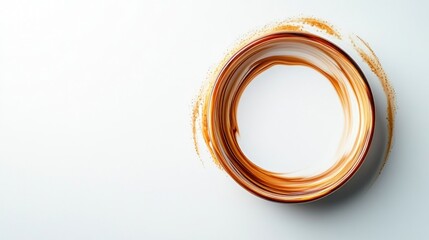 Poster - Abstract swirl of cream and coffee colors in a circular design against a clean white background