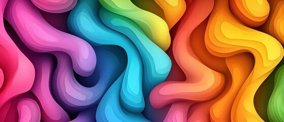 Aufkleber - Colorful Abstract Waves with Fluid Shapes in Vivid Tones and Gradients for Creative Backgrounds and Designs