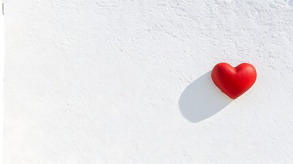 Wall Mural - Bright Red Heart Against a Clean White Wall Symbolizing Love and Affection