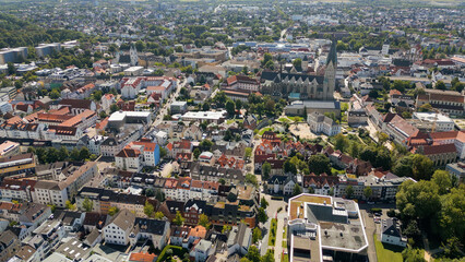 Wall Mural - An aerial panorama view around the old city Paderborn in Germany on a sunny day in summer.