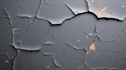 Close-up of cracked and peeling paint on a dark surface, showing texture and decay for creative design backgrounds.