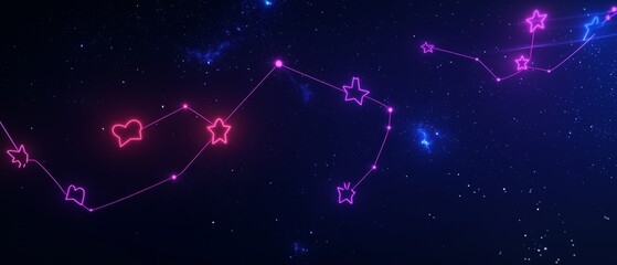 Wall Mural - Neon Stars Constellation Background