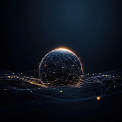 Wall Mural - a glowing sphere of light is floating in the dark