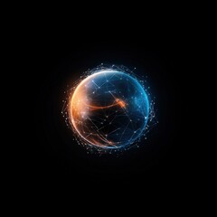 Wall Mural - a glowing sphere with a network of lines surrounding it