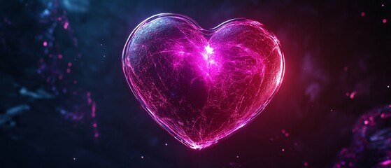 Wall Mural - Glowing Crystal Heart Abstract Art