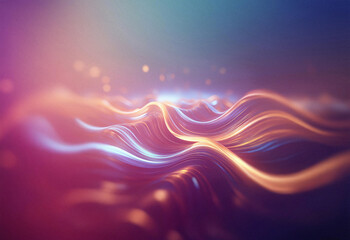 Fototapete - Abstract image of flowing, luminous waves in vibrant pink, blue, and orange hues.  The light creates a sense of depth and movement.