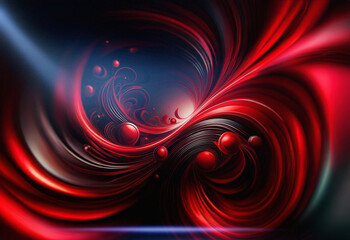 Aufkleber - Abstract sci-fi background featuring a double exposure effect. Swirling red and black forms create a mesmerizing, dynamic vortex with glowing spheres.