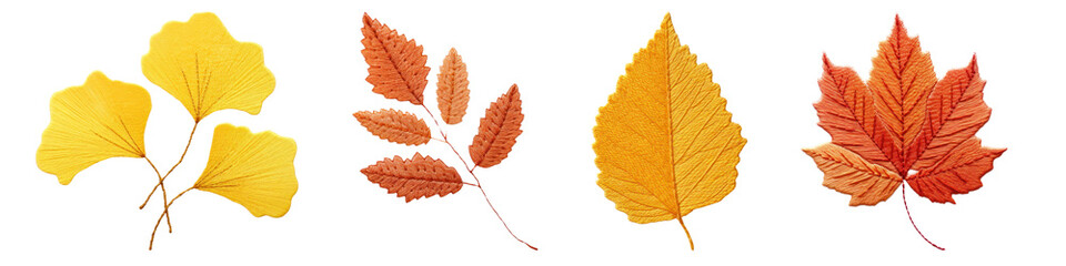 Wall Mural - png colorful autumn leaves illustration, isolated element set, transparent background