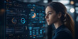 © Deja - Data analysis insights modern office infographic display dynamic environment side view technology and innovation