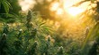 © Kitta Studio - Lush Cannabis Plants Bathed in Golden Sunset Light Over Fields