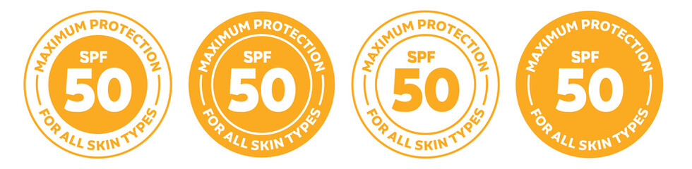 Wall Mural - spf 50 icon set. spf isolated logo collection in orange color.